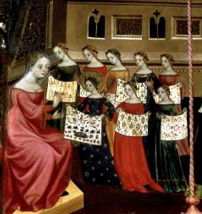 The Virgin Mary With Her Classmates Showing Needlework
