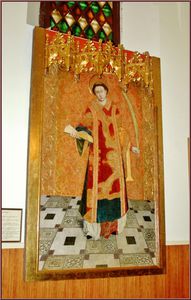 Str . Baudilius , gemälde von lluís dalmau , Katalanisch maler 15th Cent . bei dem kirche von st . Baldiri , in sant boi Von Llobregat , Nahe Barcelona