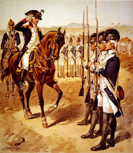 Marquis De Lafayette Inspektion seines Befehls