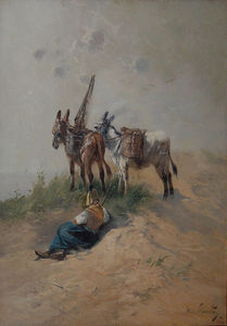 Fisherman's Wife With Donkeys