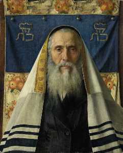 retrato de un rabino  enestado  la oración  chal