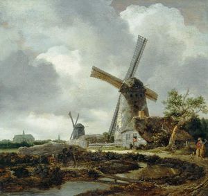 Landschaft mit Windmühlen, in der Nähe von Haarlem
