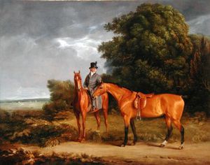 A Groom Mounted On A Chestnut Hunter