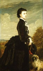 Portrait Of A Lady In Black With A Dog