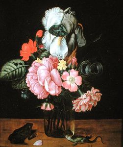 Still Life With Flowers, A Frog And A Lizard