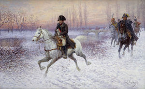 Napoleon an der Spitze einer Truppe der Kavallerie