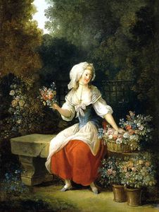 Flower-woman 在红 围裙