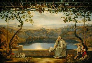 A Monk On A Terrace At The Nemi Lake,