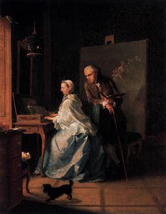 retrato de el artista y sus esposa en el `spinet`