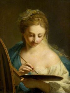 mujer joven pintura