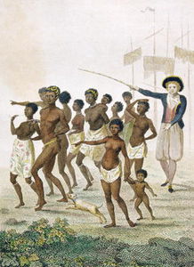 Gruppe Neger, importierte verkauft werden für Slaves, graviert von William Blake