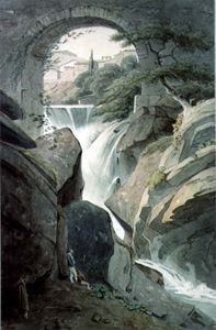The Falls Of Tivoli With Three Figures In