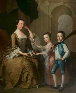 Mrs Matthew Michell And Her Children, Matthew And Anne