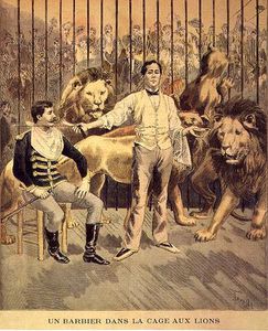Un barbiere in gabbia del leone