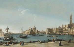 Venice, A View Of The Entrance To The Grand Canal With The Bacino Di San Marco