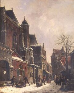 A Dutch Street Scene With Figures