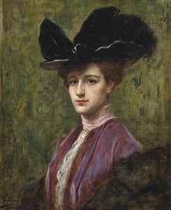 Une dame élégante dans  une  noirs  chapeau