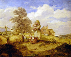 Children And Sheep Under A Tree