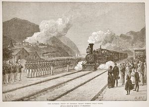 Le Train funérailles du général Grant passant à l ouest