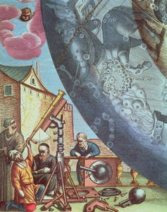 Astronomers Looking Through A Telescope