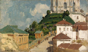 View Of A Town At The Foot Of A Cathedral
