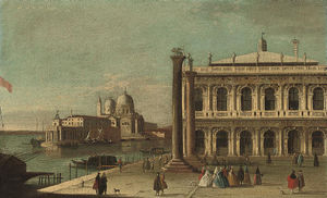 la piazzetta , Venecia , con el Libreria , el entrada a la grandioso canal con el Dogana y santa maría della Saludo