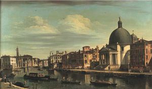le grand canal , Venise , Regard vers North-east , avec l église de san simeone piccolo