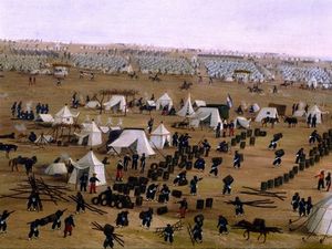 パラグアイとの戦争中にアルゼンチンキャンプ -