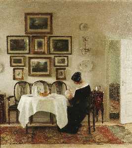 Mother And Child In A Dining Room Interior