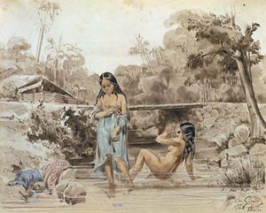 Tahitians Bathing
