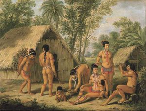 Un familia de Charaibes en el isla de San . Vicente