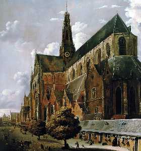 The Bavo Church In Haarlem Seen From The Oude Groenmarkt On The South Side