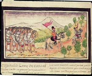 Die Totonac Indians hilft der Konquistadoren