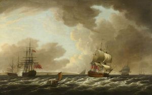 A Dutch Ship Saluting An English Flagship