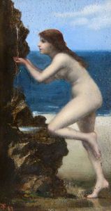 un nude fille à Une Spring par l' mer