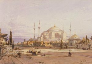 Blick auf die Hagia Sophia in Konstantinopel