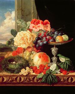 A Still Life Of Fruit And Flowers
