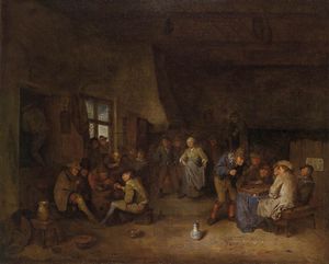 Tavern Interior With Chess Players