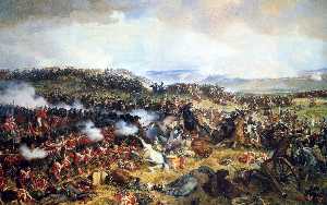 Corazzieri Ricarica gli highlanders al battaglia di Waterloo