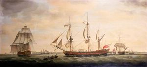 在印度商船“皇家乔治在三个位置上的唐斯