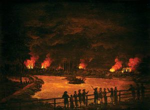 Figures By Chelsea Waterworks, London, Observing The Fires Of The Gordon Riots