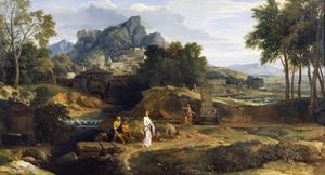 Classical Landscape With Figures Near A Fountain