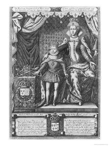 Queen Marie De Medicis And Louis Xiii As A Child Engraved