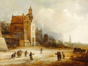 Soldiers Playing Skittles On A Road By A Manor House, Breda Beyond