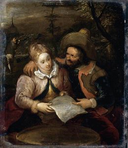 A Young Lady And A Cavalier Holding A Letter