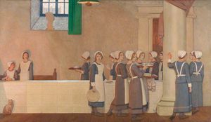 Orphan Girls In The Refectory Of A Hospital