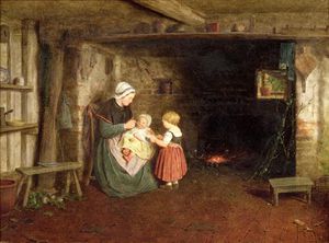 Interior Of A Cottage With A Mother