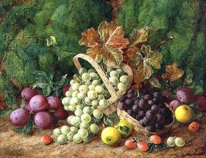 Still Life With Plums, Apples And Baskets Of Grapes