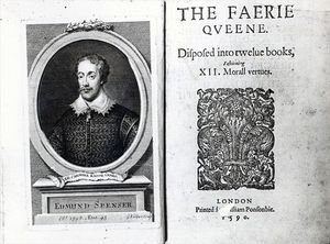 Retrato de Edmund Spenser Y El frontispicio de su poema el Faerie Queene , originalmente Publi