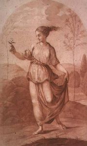 A Young Woman Walking Bare-footed In A Landscape